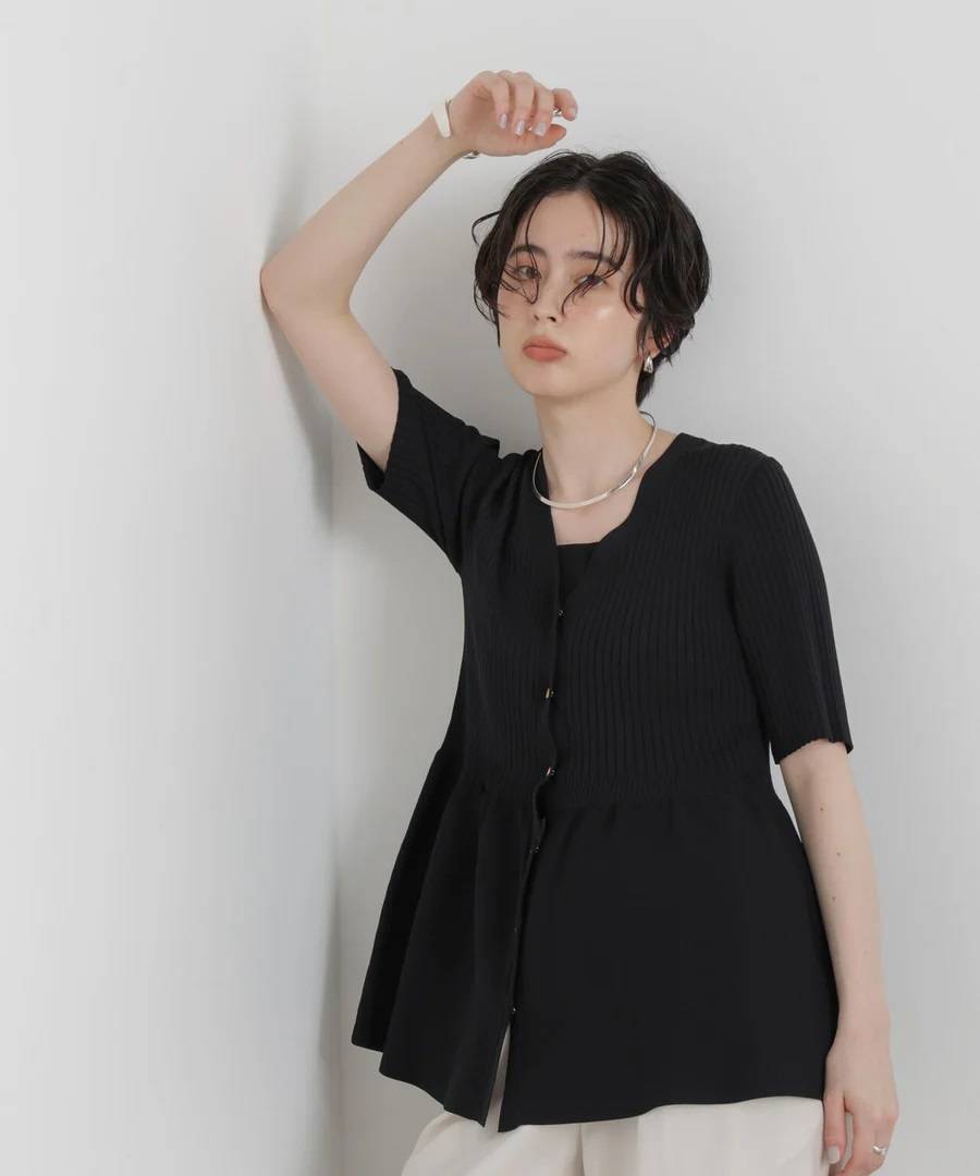 NANO universe SUMMER VEIL KNIT ペプラムニットカーディガン
