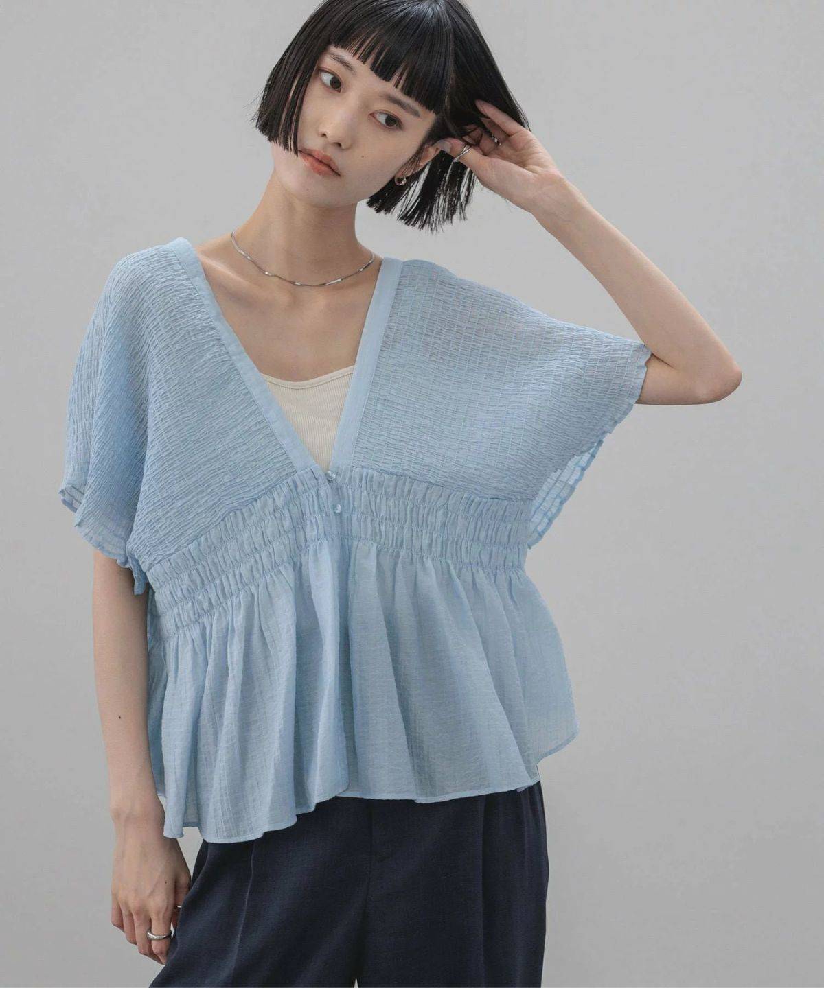 LOWRYS FARM ヨウリュウシャーリングショートフレンチスリーブ
