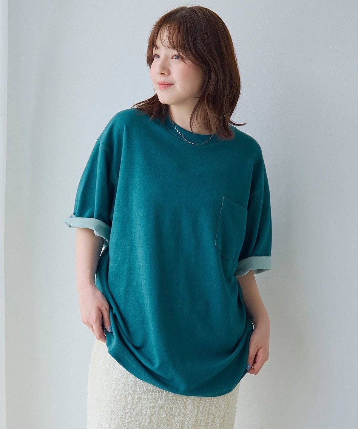 coen 配色ポンチ半袖ポケットTシャツ
