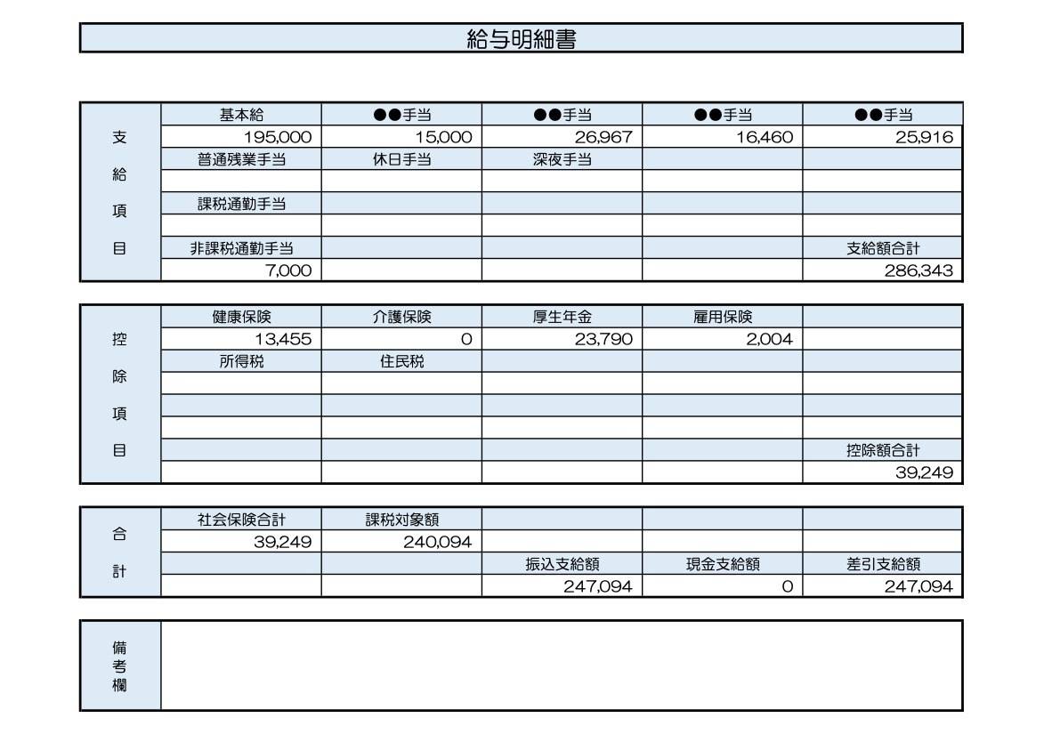 21歳、足場工事作業員の給与明細