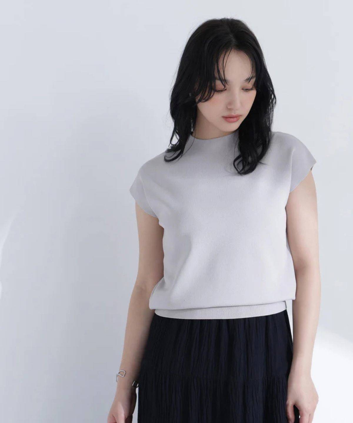 NATURAL BEAUTY BASIC 総針ベーシックニット モックネック