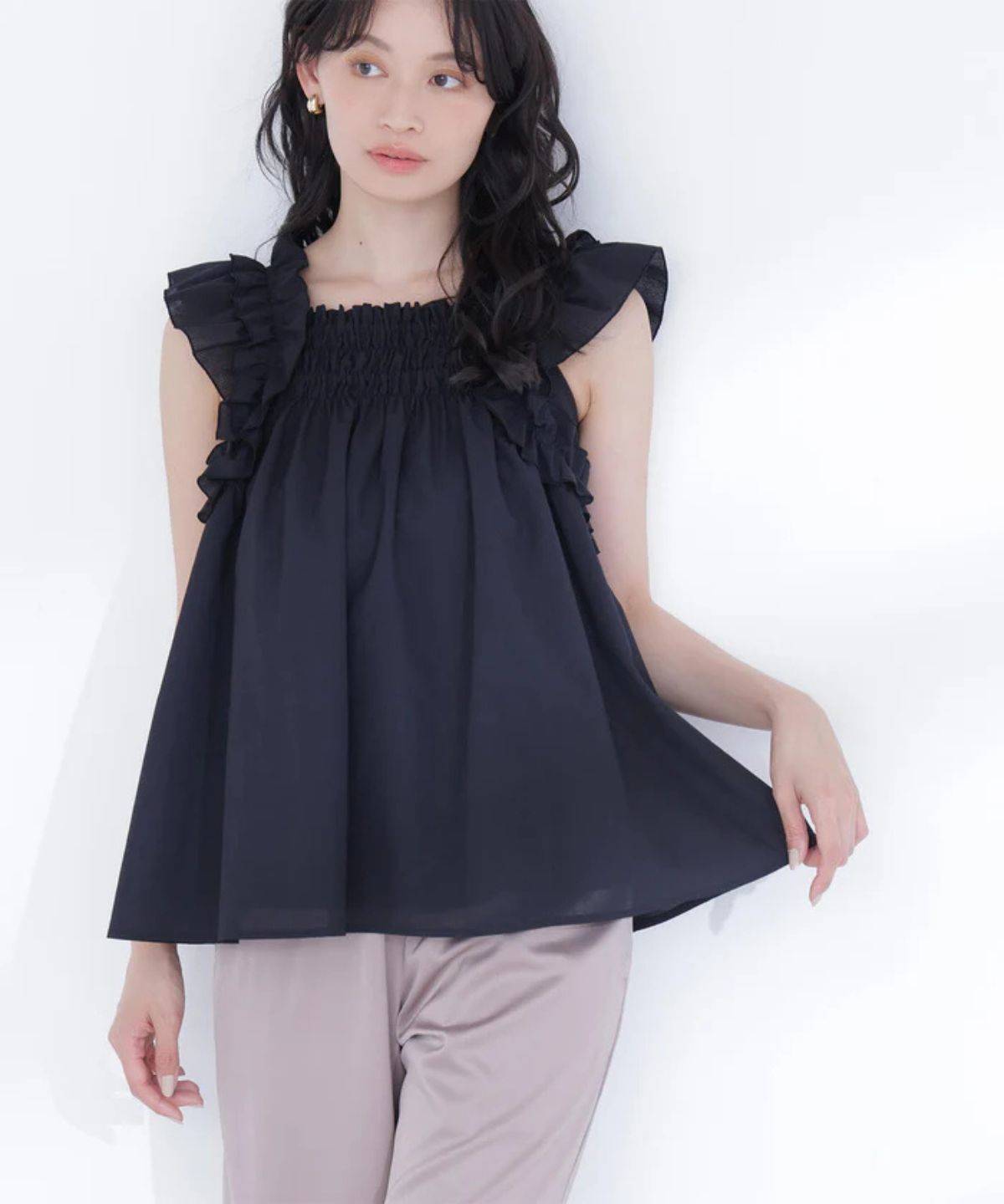 NATURAL BEAUTY BASIC フリルスリーブチュニック