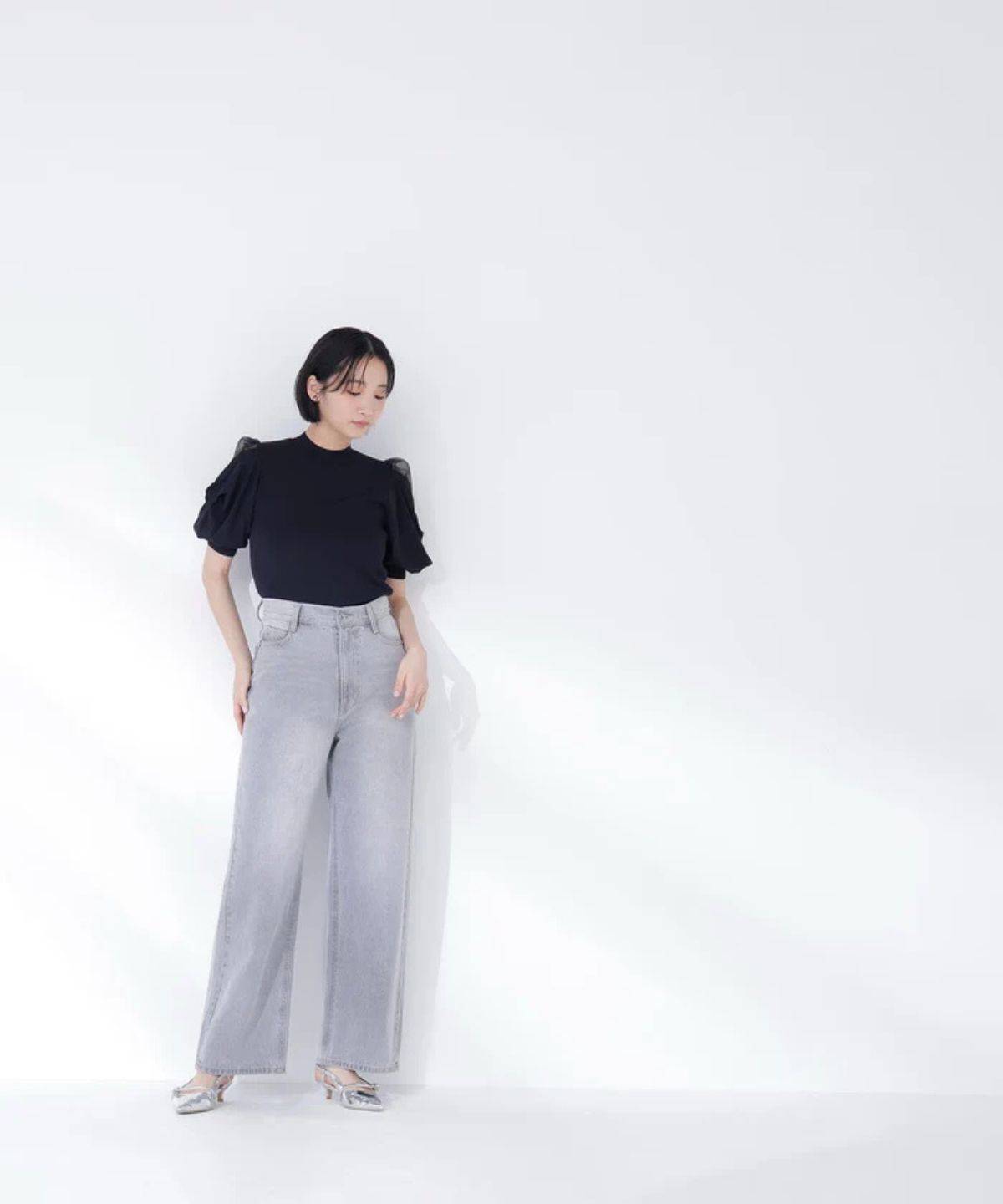 NATURAL BEAUTY BASIC シアーツイストスリーブニット