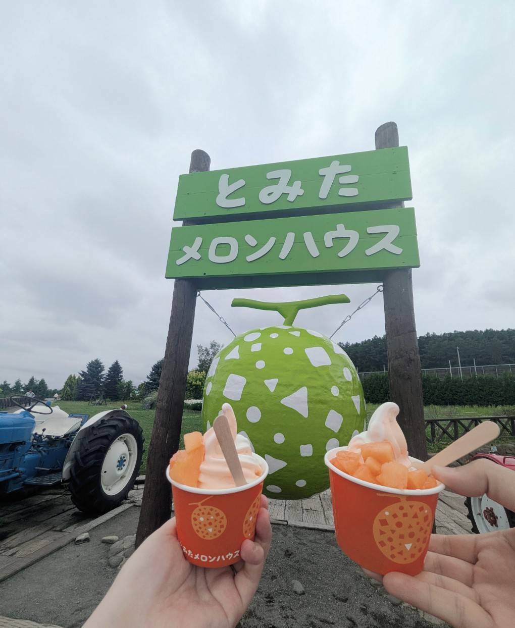 とみたメロンハウスの果肉トッピングソフトクリーム
