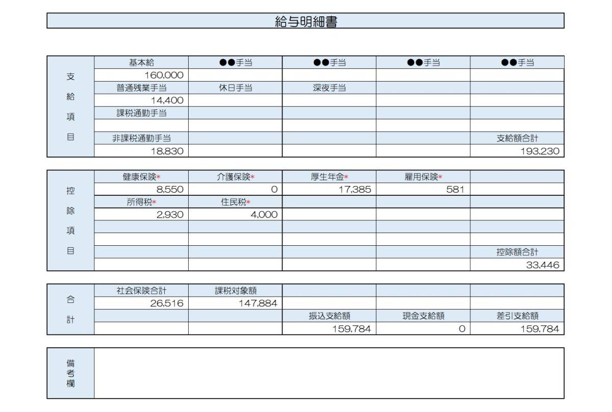 【リアル給与明細】33歳、営業事務の場合 