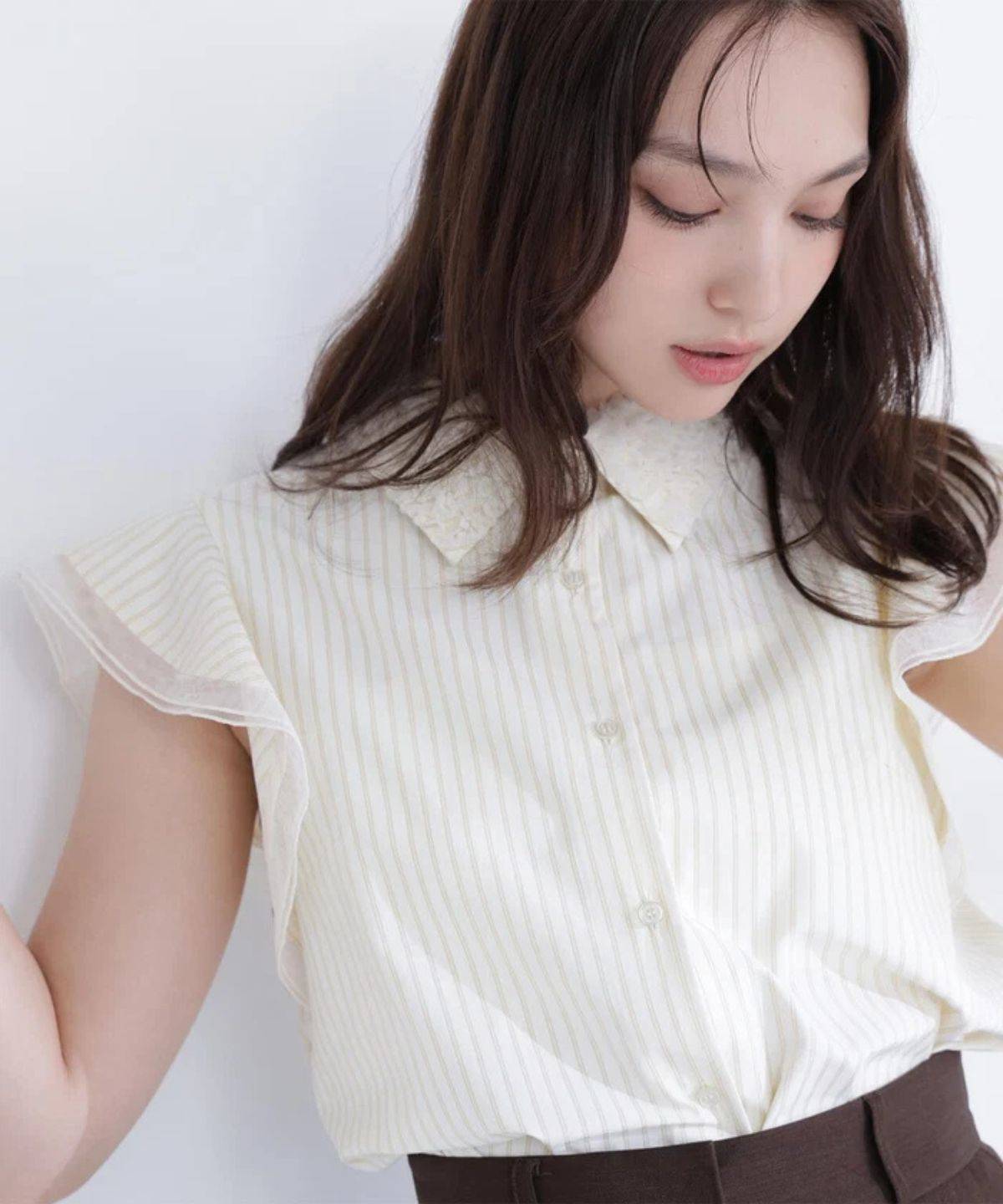 NATURAL BEAUTY BASIC チュールカラーシャツ