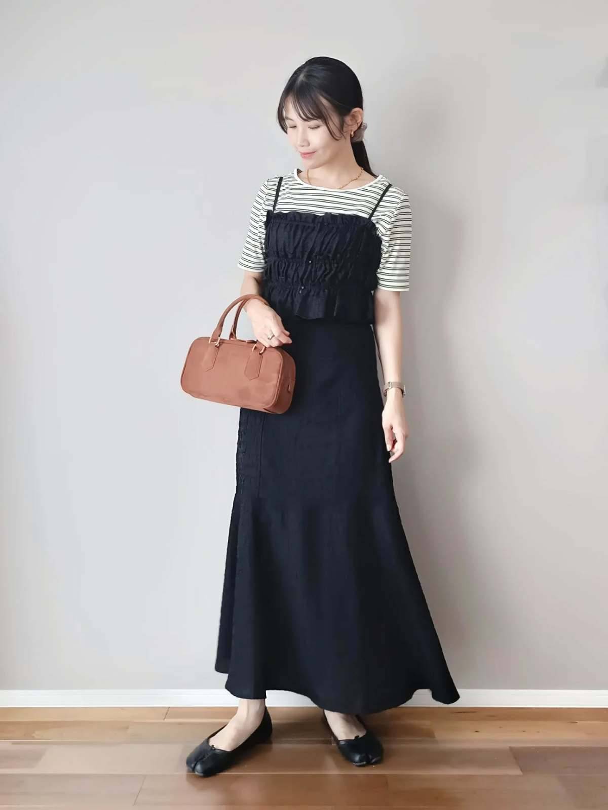 ボーダー柄のTシャツをアクセントにする♡