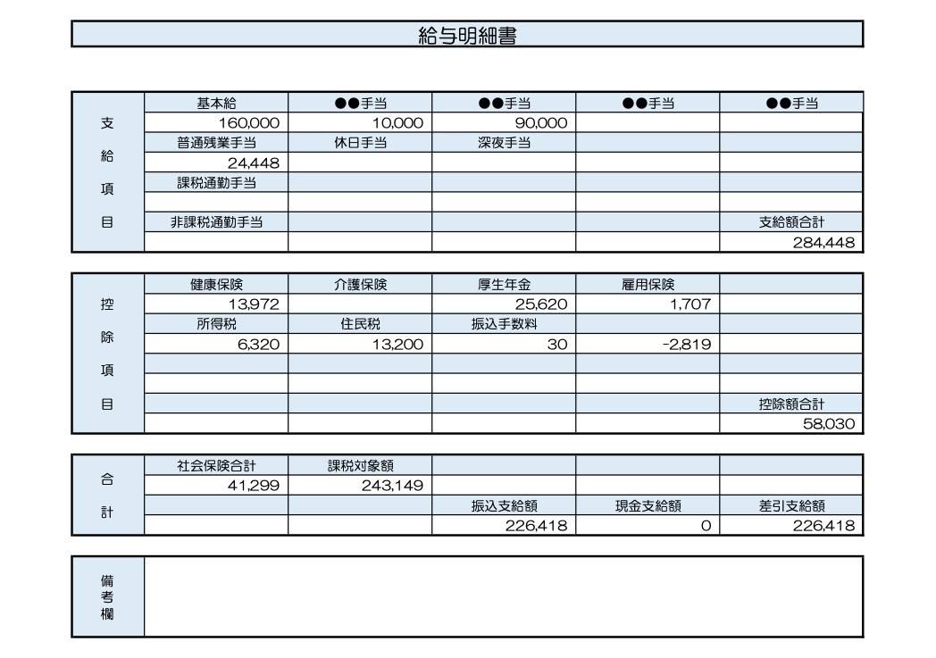 29歳、事務職の給与明細