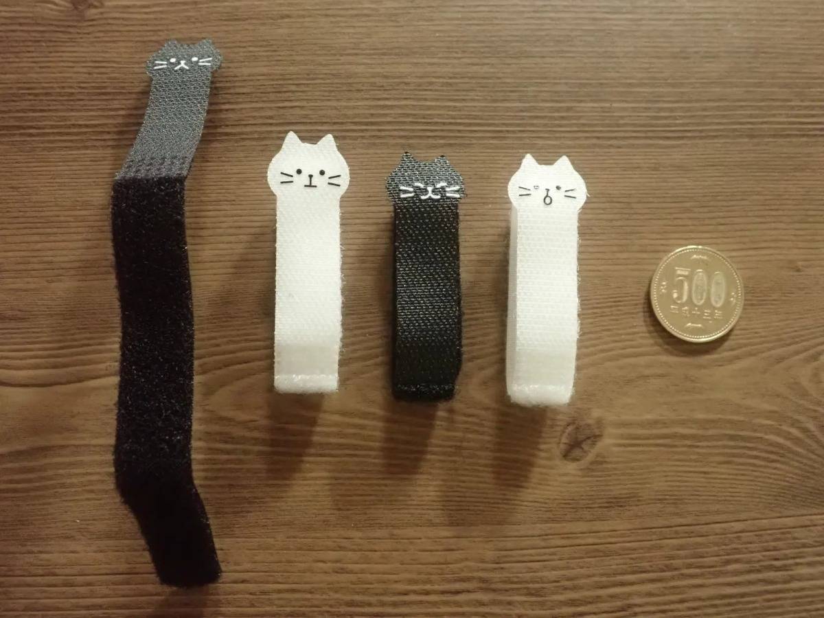 ダイソー：ケーブルタイ(ねこ柄、4本)
