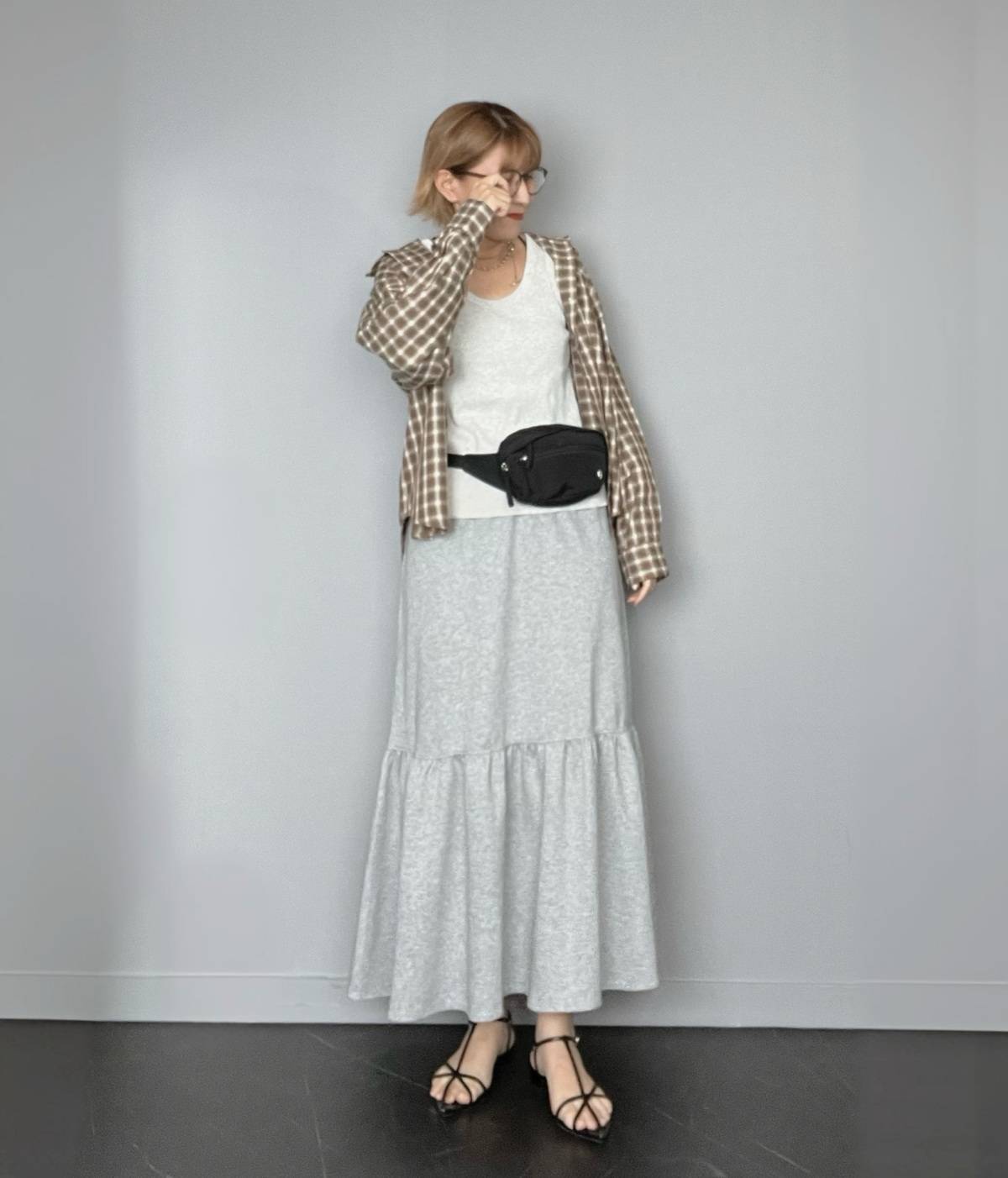 チェック柄シャツで視線を上げる！