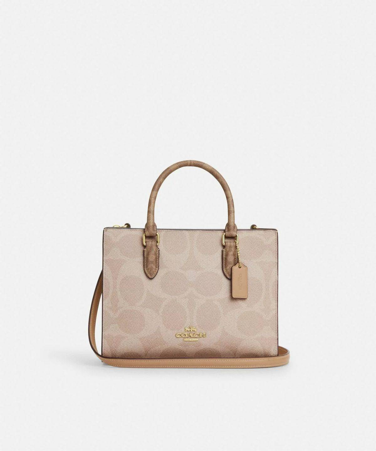 COACH OUTLET マギー スモール トート・ブロックド シグネチャー キャンバス