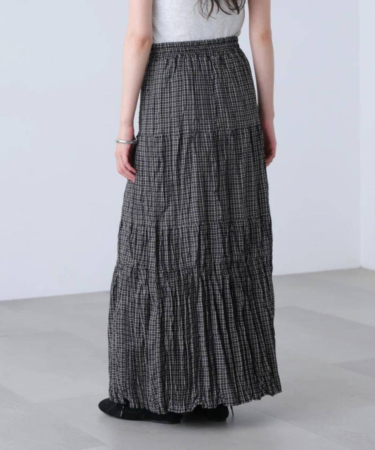 FREE'S MART ワッシャーチェックティアードマキシスカート