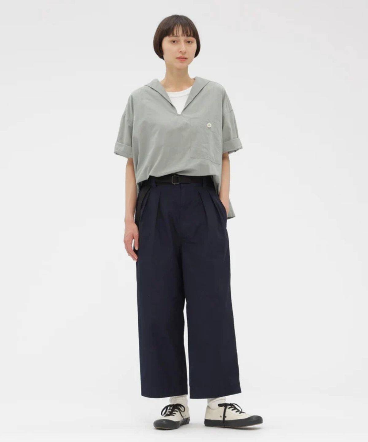 MHL. FINE COMPACT COTTON POPLIN TROUSERS