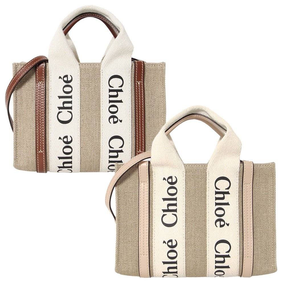 Chloé リネン製Woodyミニトートバッグ