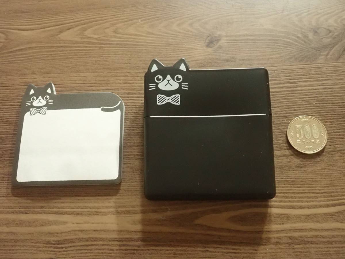 ダイソー：ねこふせんケースセット ワイド BK