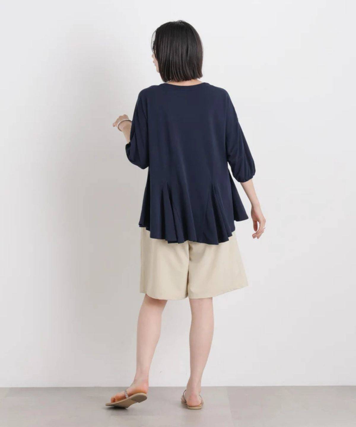 NANO universe カットジョーゼットマチフレアVネックブラウス