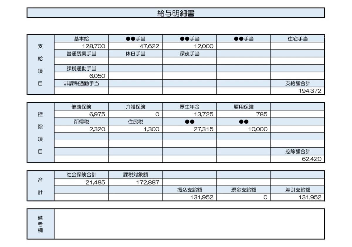36歳、技術事務職の給与明細