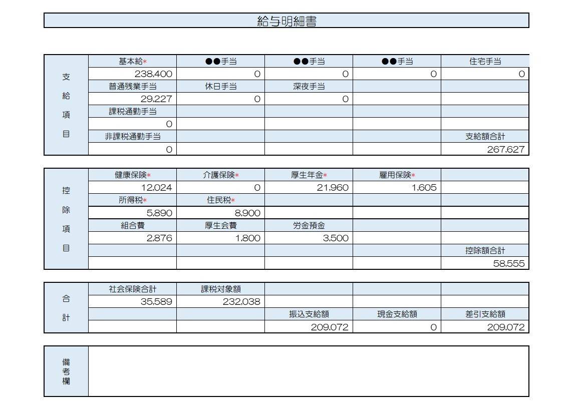 34歳、営業事務の給与明細