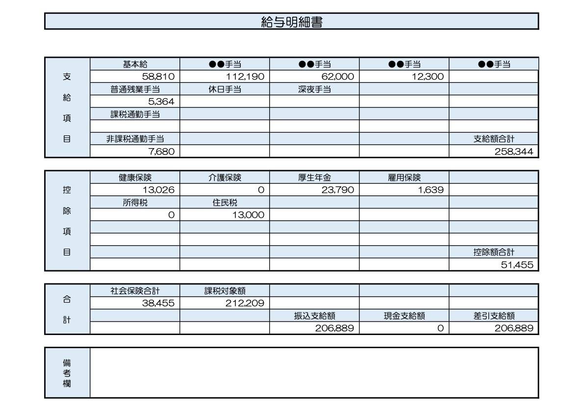 22歳、建物サービスの給与明細