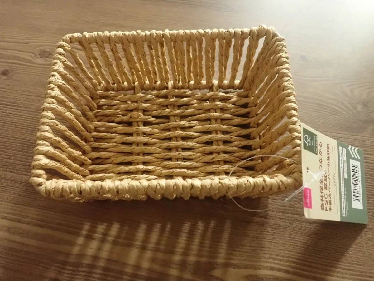 ダイソー：手編みFSCペーパー小物収納(スクウェア)