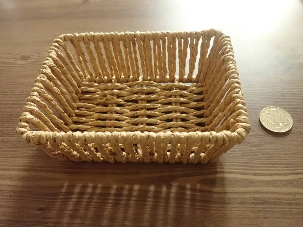ダイソー：手編みFSCペーパー小物収納(スクウェア)