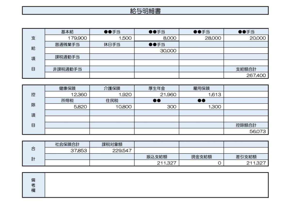 41歳、ヘルパーの給与明細