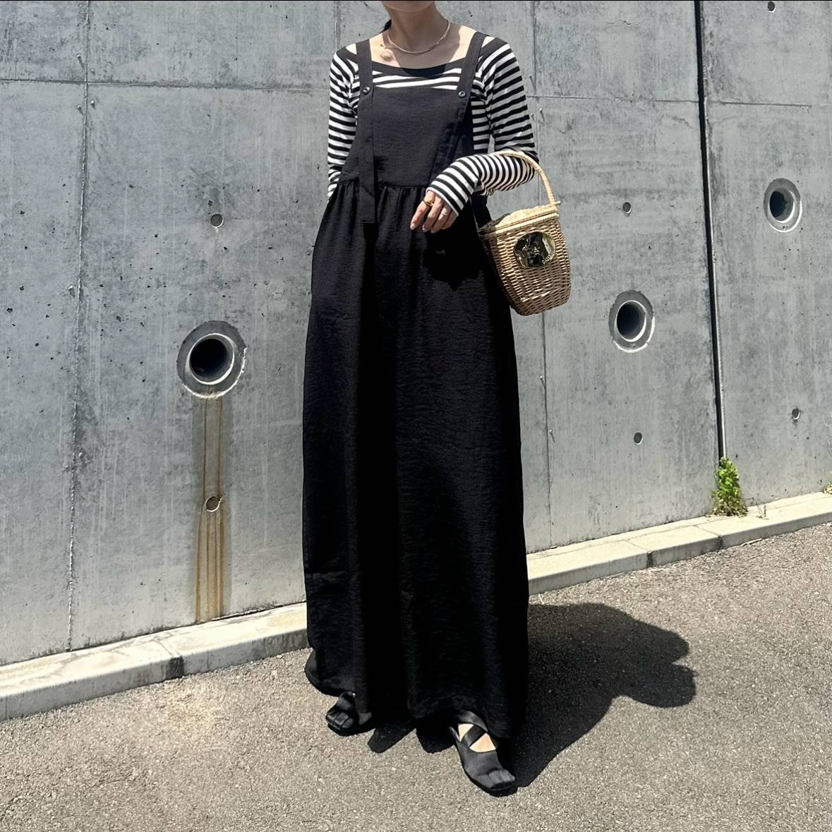ボーダー柄トップスを重ね着する♪