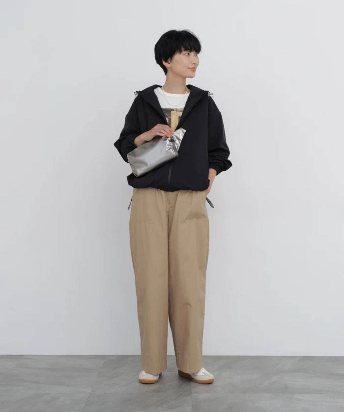 human woman ピーチポプリンベイカーパンツ