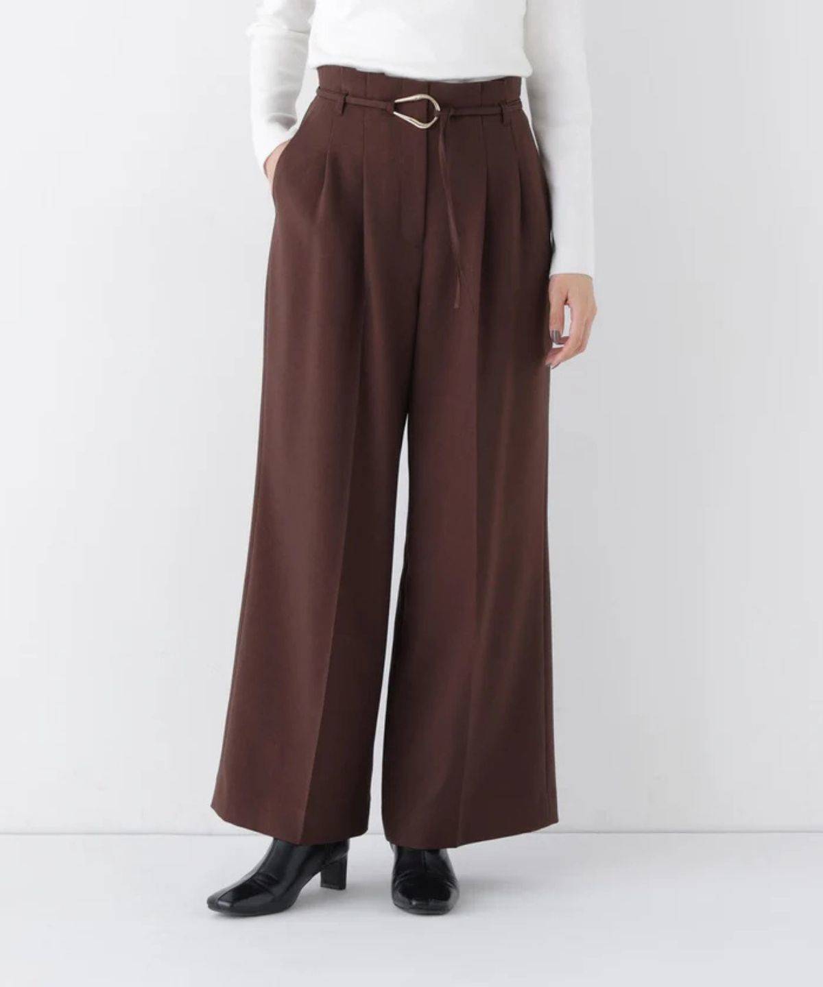 NATURAL BEAUTY BASIC ダブルベルトワイドパンツ