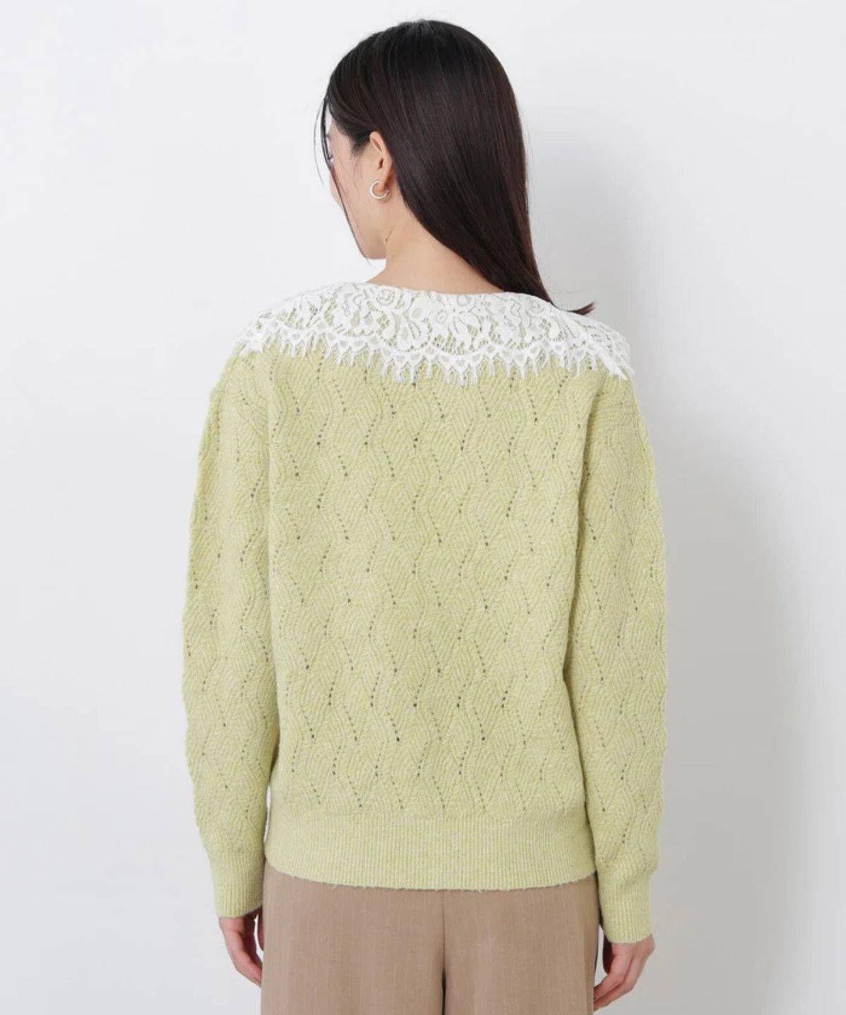N. Natural Beauty Basic* レースカラー付ニットカーディガン
