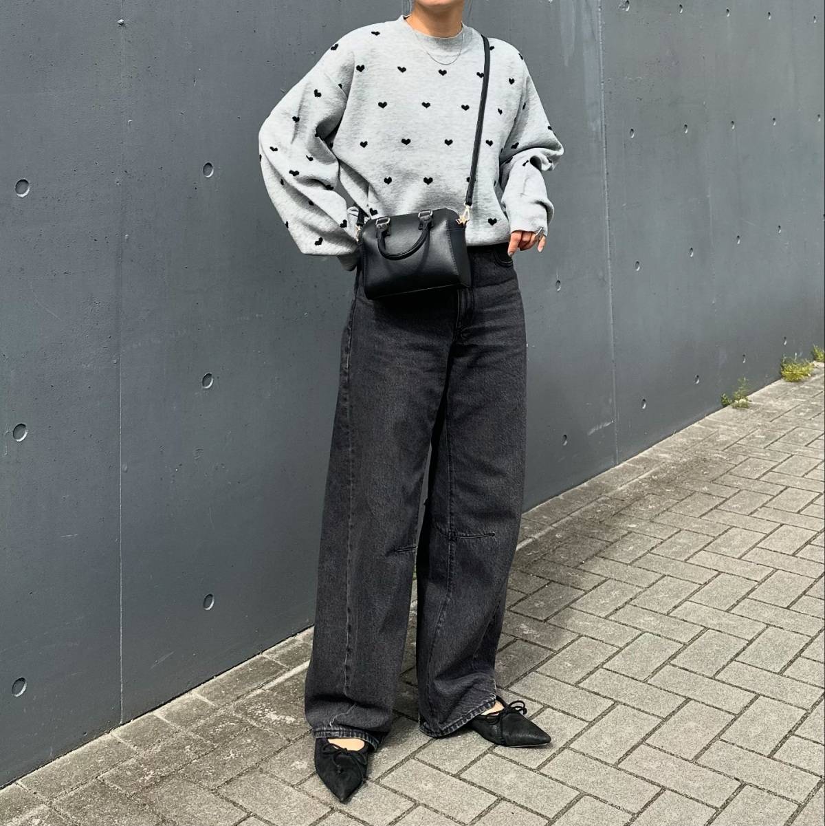 ハート柄ニットを主役にする♡