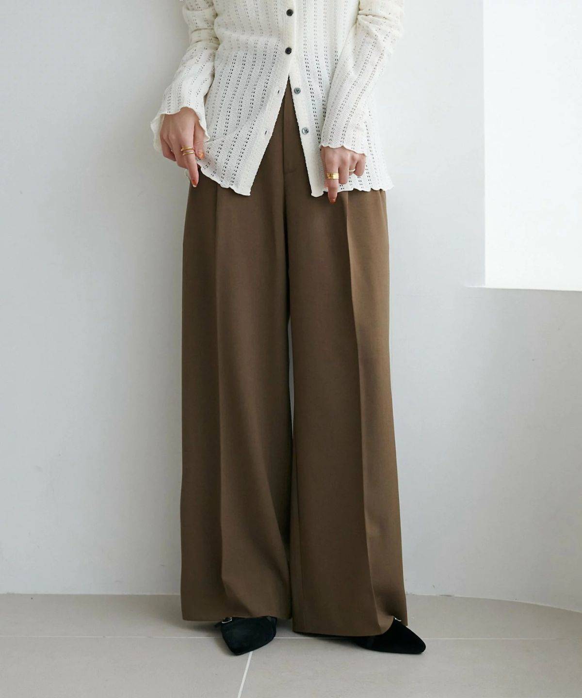 Discoat とろみ2タックワイドパンツ