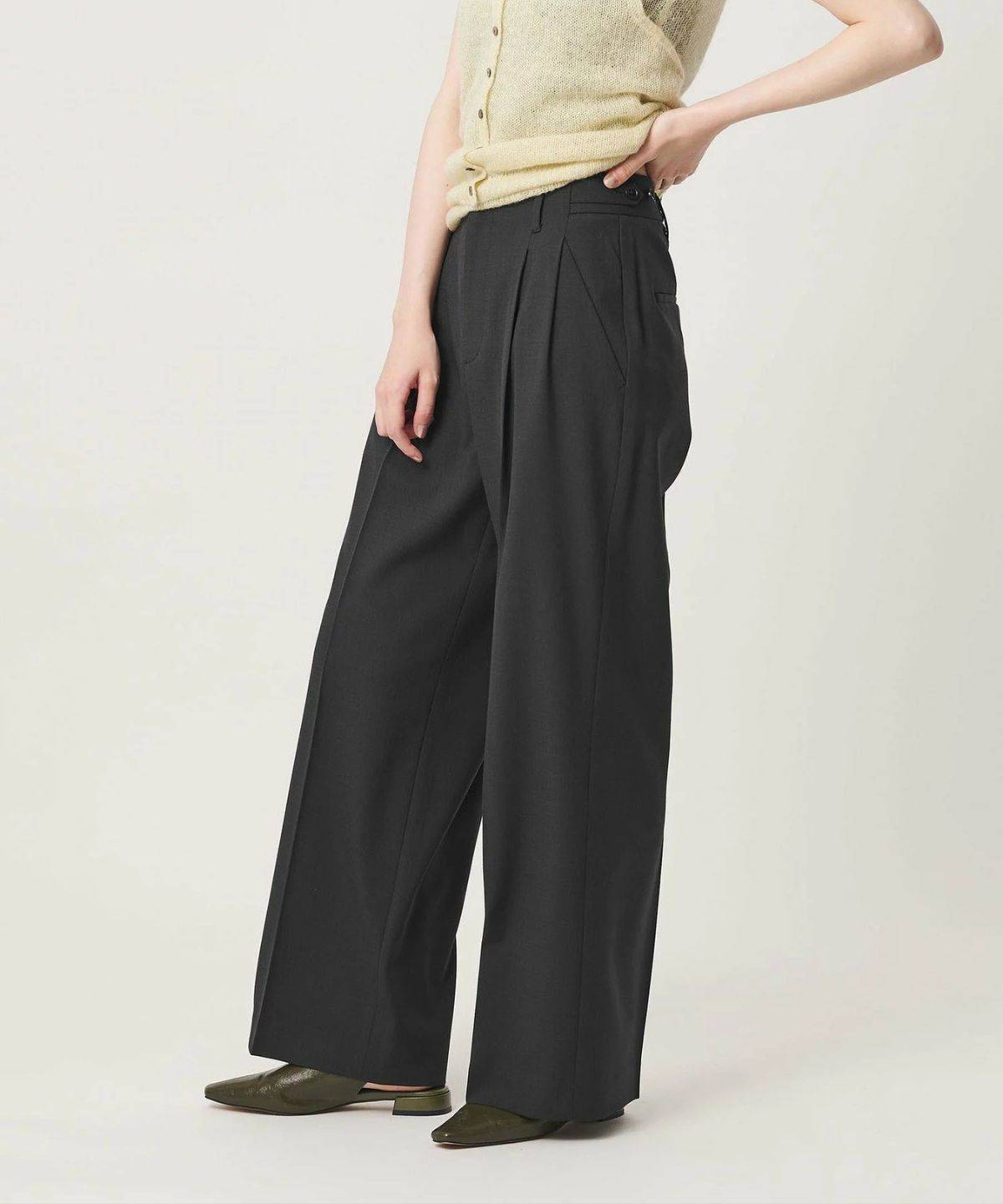 BEAUTY&YOUTH UNITED ARROWS ポリエステルブレンド 2タック タブワイドパンツ