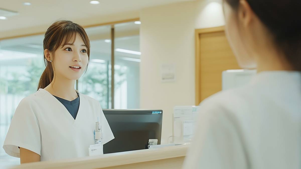 病院で働いている女性
