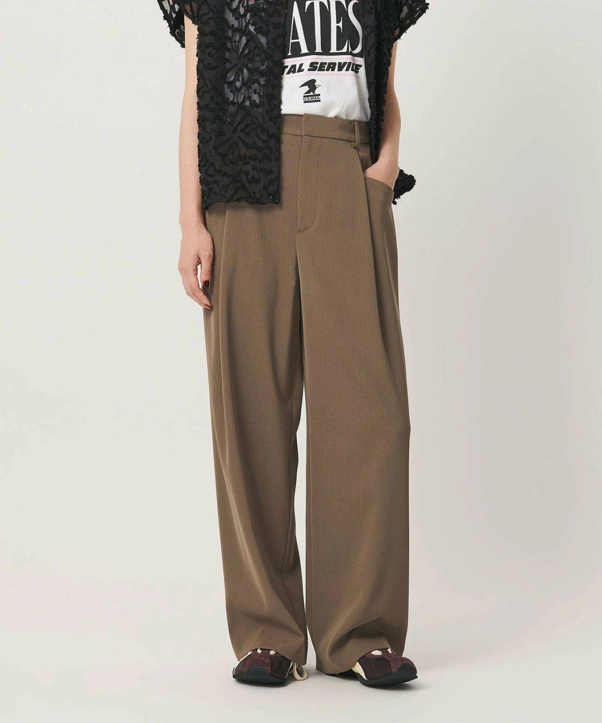 BEAUTY&YOUTH UNITED ARROWS ポリエステルブレンド バックゴム ワイドパンツ