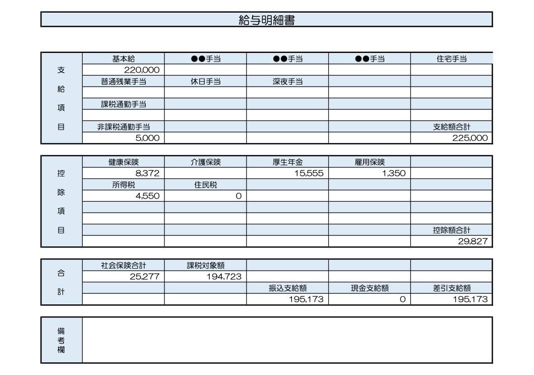 28歳、経理職の給与明細