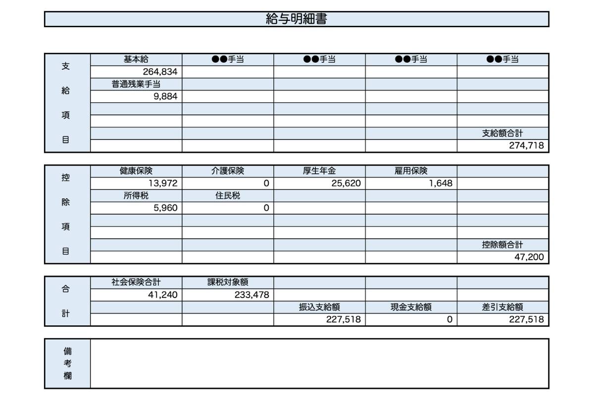 29歳、金融業の給与明細