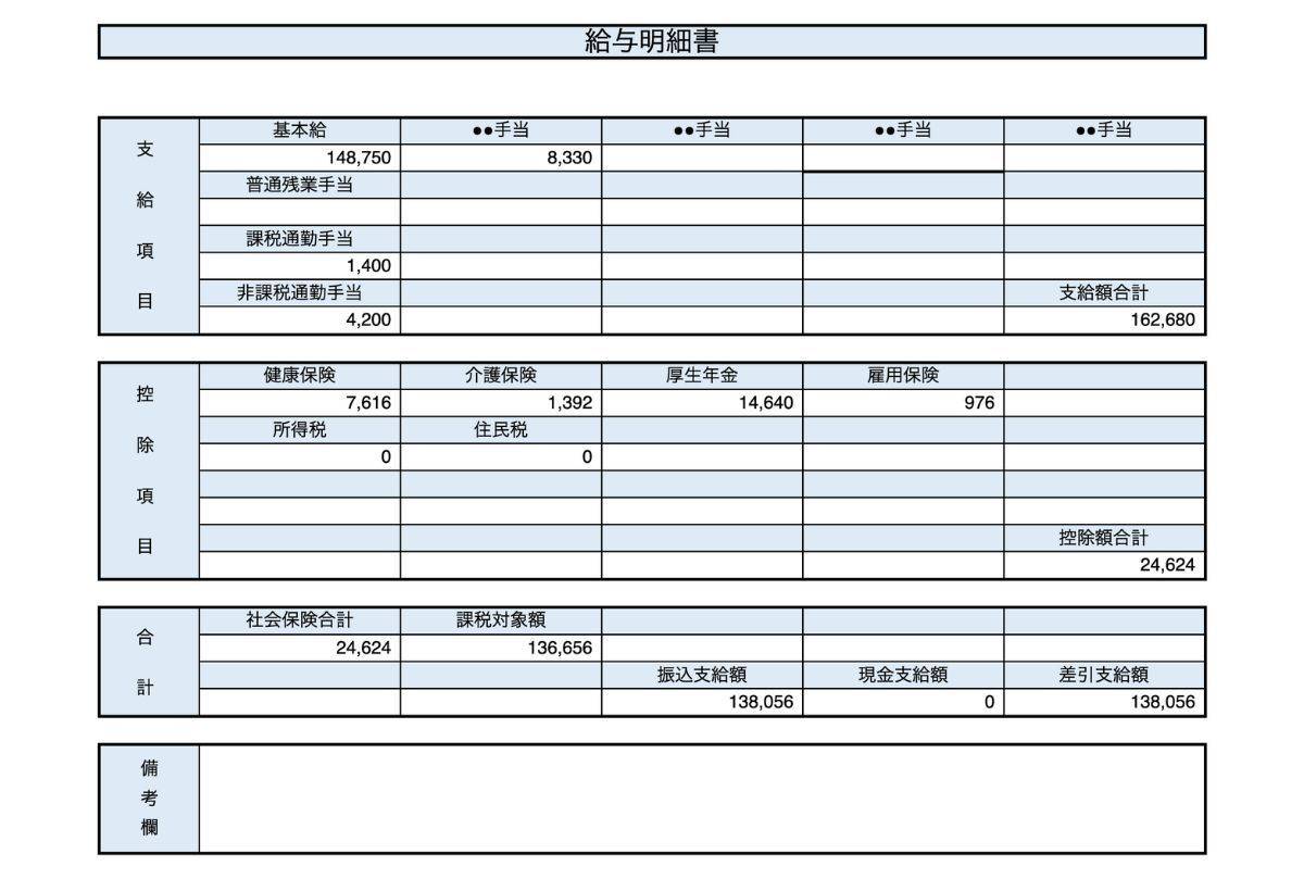 51歳、事務職の給与明細