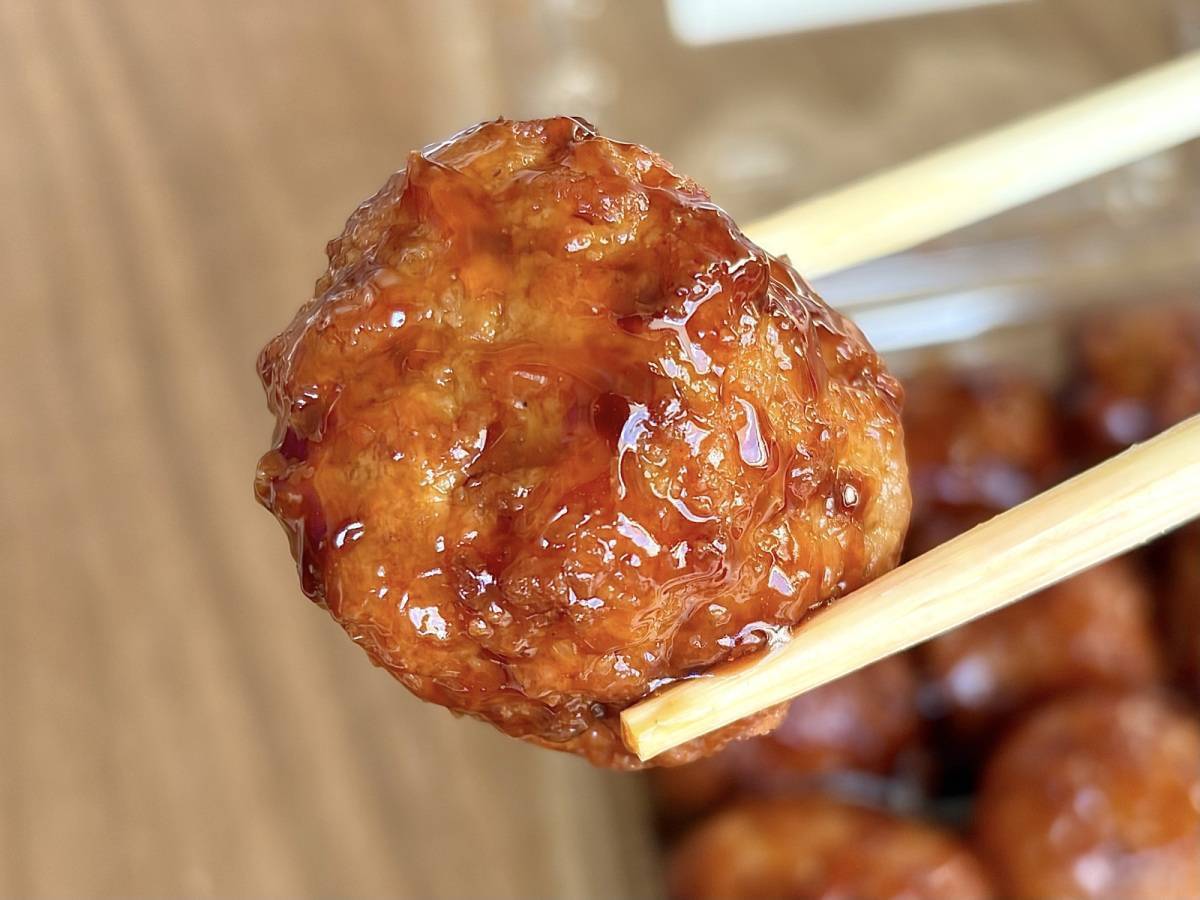ロピア：〜3種の果汁と黒酢の甘酢あん〜 ラブラブ肉団子♪