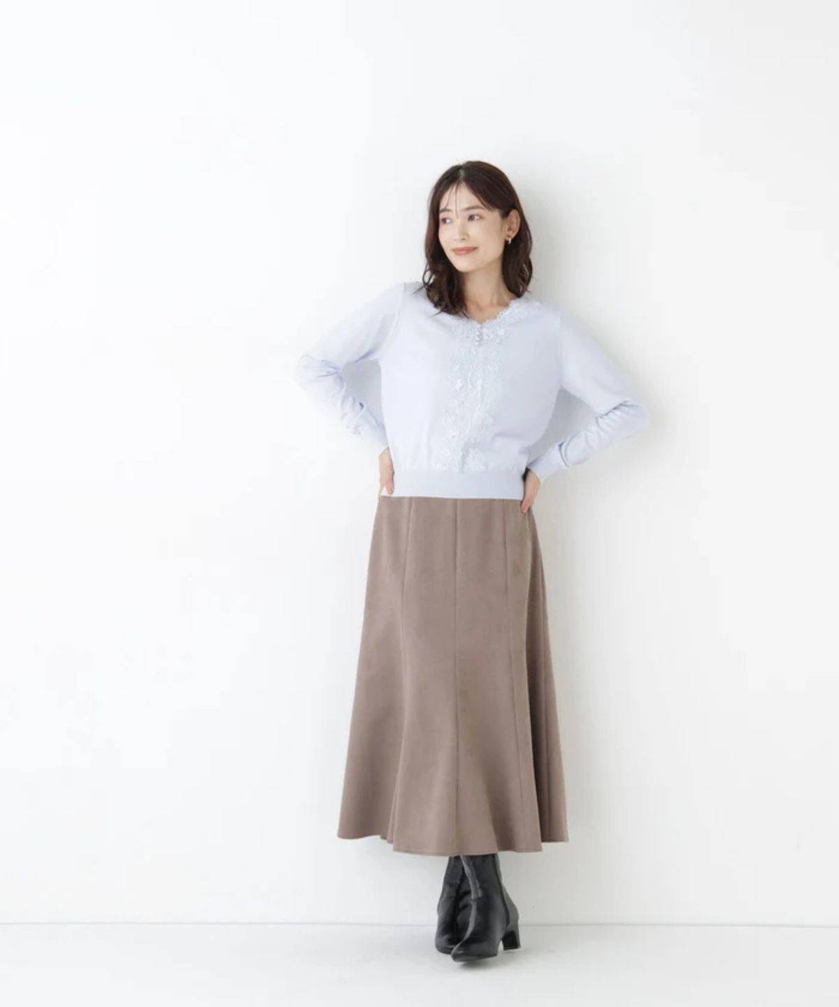 NATURAL BEAUTY BASIC フェイクスエードマーメイドスカート