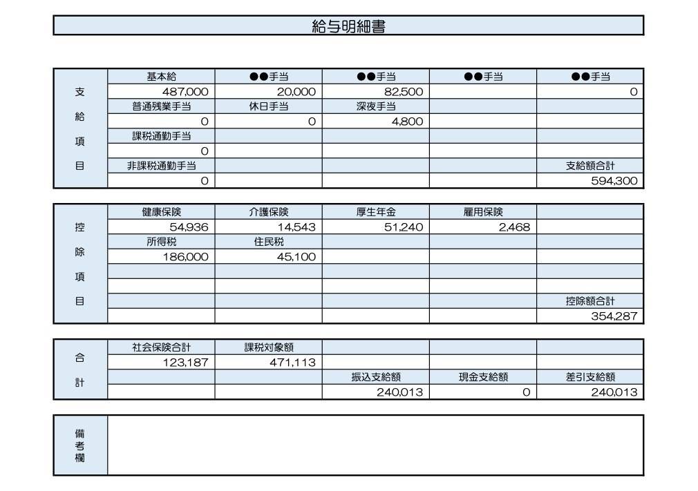 40歳、製造業の給与明細