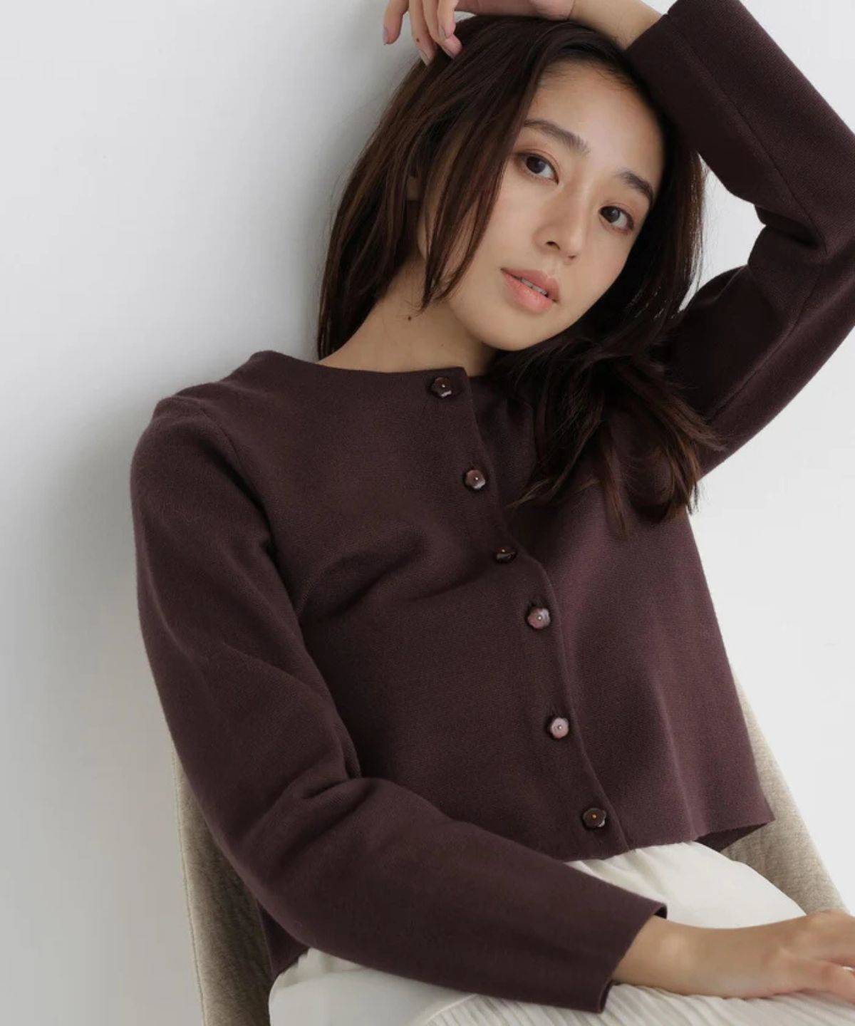 NATURAL BEAUTY BASIC フラワーボタンニットジャケット