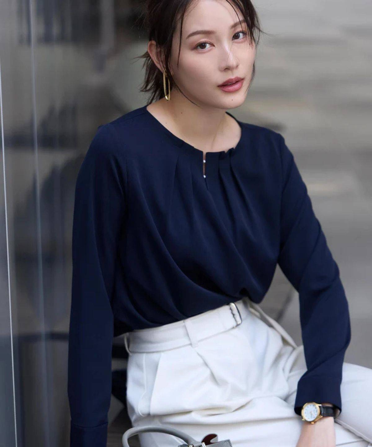 NATURAL BEAUTY BASIC パールポイントブラウス