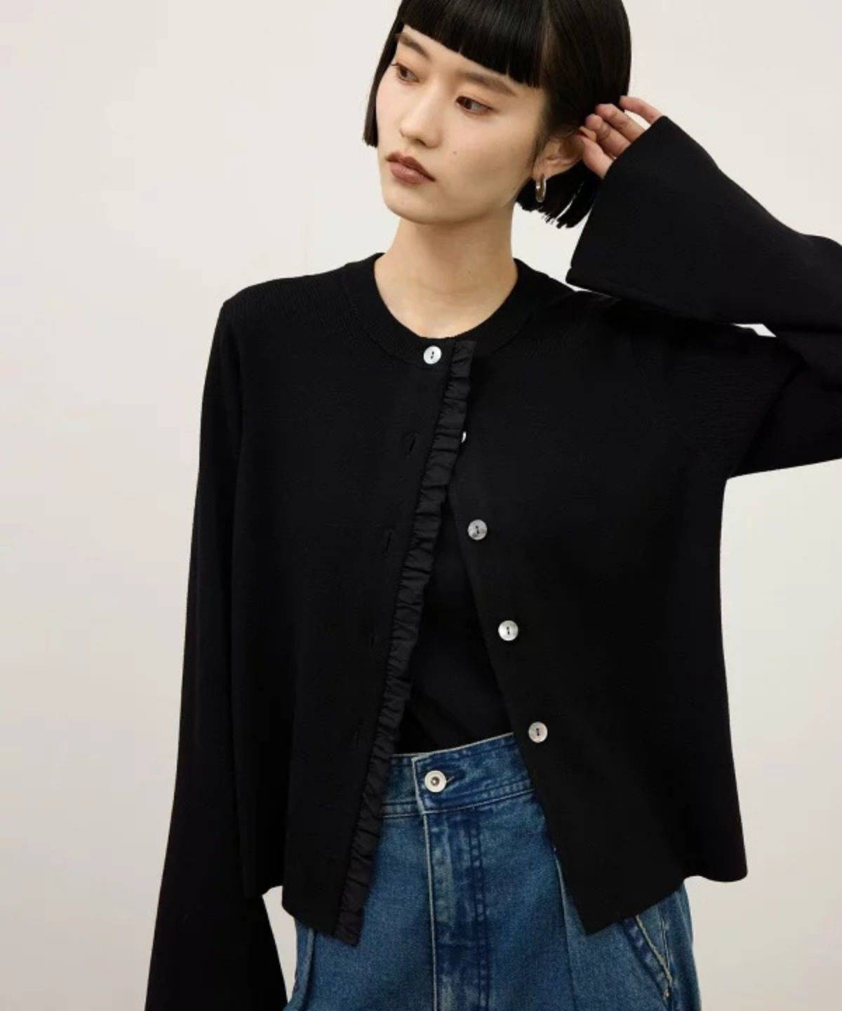 ADAM ET ROPE' 【WEB限定】【サステナブル】コンパクトフリルカーディガン