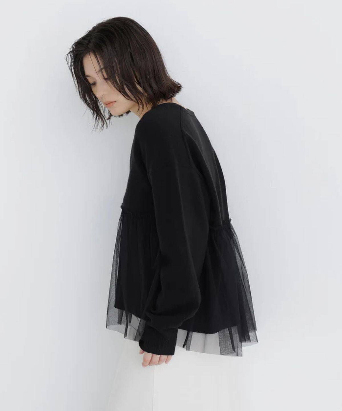 NATURAL BEAUTY BASIC チュールドッキングカーディガン